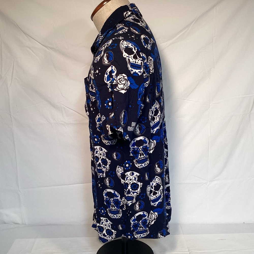 Dallas Mavericks Basketball Day Of The Dead Button Up Shirt Men’s Size Medium - Picture 6 of 12